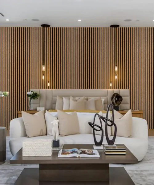 slat dark natural 3D acoustic soundproofing wall panels