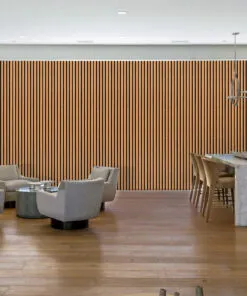 Slat Dark Natural - 43/64” (17mm) - 3D Cork Wall Panels (WSDN17) - 3D Cork Wall and Ceiling Panels with MDF flooring det...