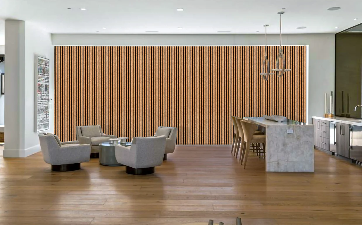 Slat Dark Natural - 43/64" (17mm) - 3D Cork Wall Panels (WSDN17) Slat Dark Natural - 43/64” (17mm) - 3D Cork Wall Panels (WSDN17) - 3D Cork Wall and Ceiling Panels with MDF flooring det...