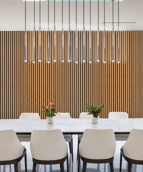 Slat Dark Natural - 43/64” (17mm) - 3D Cork Wall Panels (WSDN17) - 3D Cork Wall and Ceiling Panels with MDF flooring pro...