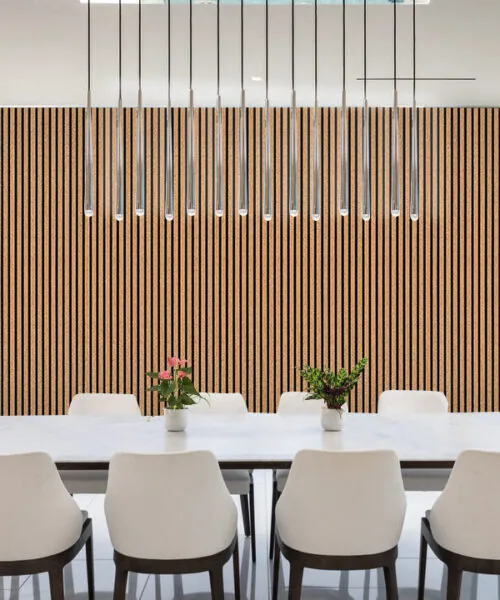 Slat Dark Natural - 43/64” (17mm) - 3D Cork Wall Panels (WSDN17) - 3D Cork Wall and Ceiling Panels with MDF flooring pro...