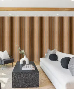Slat Dark Natural - 43/64” (17mm) - 3D Cork Wall Panels (WSDN17) - 3D Cork Wall and Ceiling Panels with MDF flooring det...