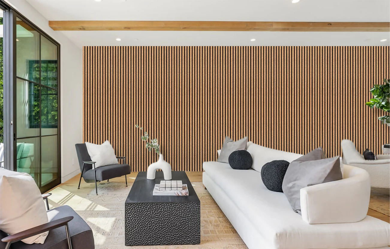Slat Dark Natural - 43/64" (17mm) - 3D Cork Wall Panels (WSDN17) Slat Dark Natural - 43/64” (17mm) - 3D Cork Wall Panels (WSDN17) - 3D Cork Wall and Ceiling Panels with MDF flooring det...