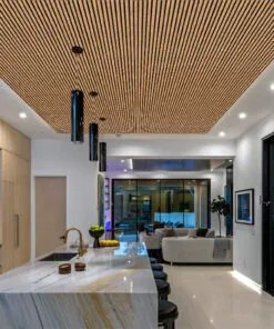 Slat Dark Natural - 43/64” (17mm) - 3D Cork Wall Panels (WSDN17) - 3D Cork Wall and Ceiling Panels with MDF flooring det...