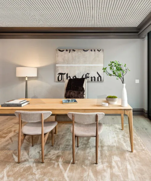 Slat Perla 43/63” (17mm) 3D Acoustic Cork Wall Panels (WSP17) - 3D Cork Wall and Ceiling Panels with MDF flooring detail...