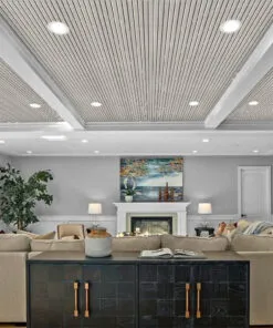 Slat Perla 43/63” (17mm) 3D Acoustic Cork Wall Panels (WSP17) - 3D Cork Wall and Ceiling Panels with MDF flooring detail...