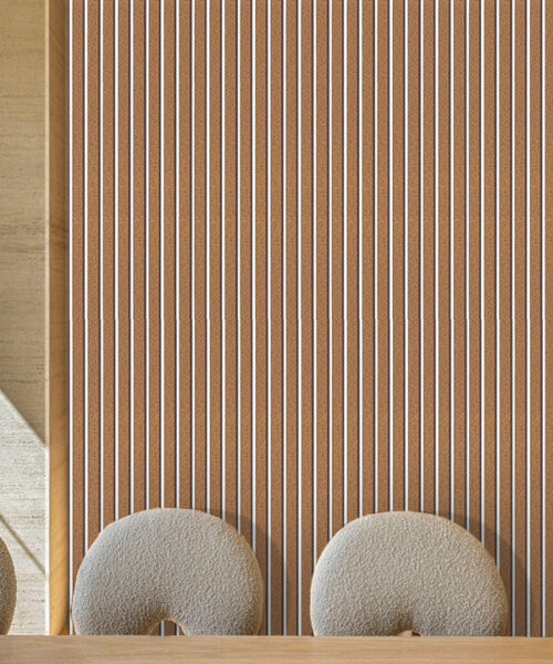 Slat White Natural 43/64_ (17mm) 3D Acoustic Cork Wall Panels (WSWN17) Slat White Natural - 43/64