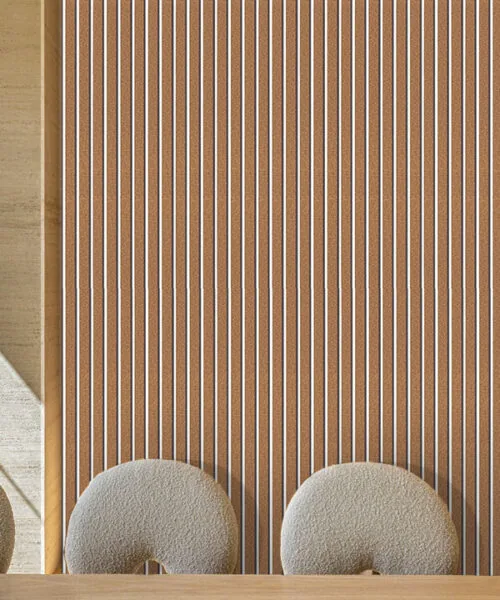 Slat White Natural - 43/64" (17mm) - 3D Acoustic Cork Wall Panels (WSWN17) - 3D Cork Wall and Ceiling Panels with MDF flo...