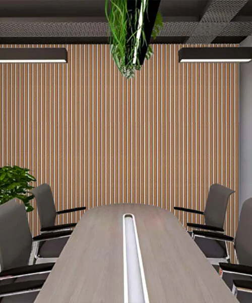 Slat White Natural - 43/64" (17mm) - 3D Acoustic Cork Wall Panels (WSWN17) - 3D Cork Wall and Ceiling Panels with MDF flo...
