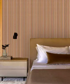 Slat White Natural - 43/64" (17mm) - 3D Acoustic Cork Wall Panels (WSWN17) - 3D Cork Wall and Ceiling Panels with MDF flo...