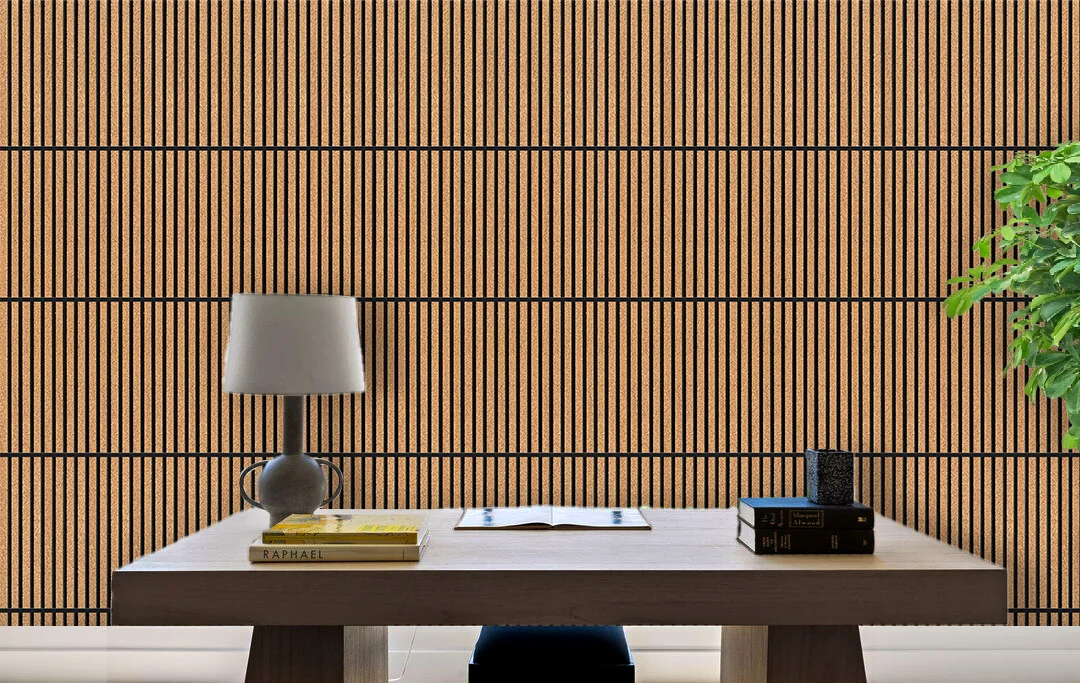 Slatwall Dark Natural 43/64” (17mm) 3D Acoustic Cork Wall Panels slatwall dark natural 3D acoustic cork wall panels