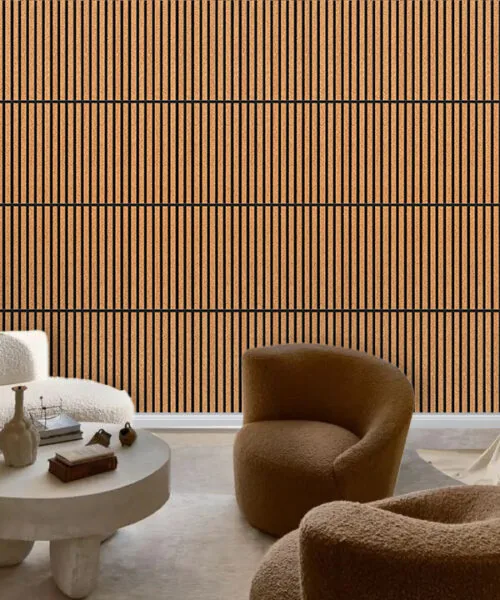 Slatwall Dark Natural 43/64” (17mm) 3D Acoustic Cork Wall Panels Slatwall Dark Natural 43/64” (17mm) 3D Acoustic Cork Wall Panels - 3D Cork Wall and Ceiling Panels with MDF flooring det...