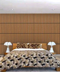 Slatwall Dark Natural 43/64” (17mm) 3D Acoustic Cork Wall Panels - 3D Cork Wall and Ceiling Panels with MDF flooring det...