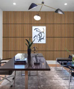 Slatwall Dark Natural 43/64” (17mm) 3D Acoustic Cork Wall Panels - 3D Cork Wall and Ceiling Panels with MDF flooring pro...