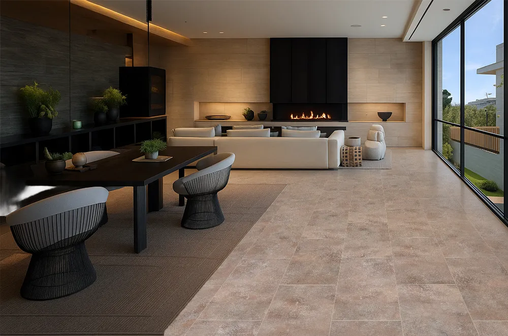 Sunlit Stone - 19/64" (7.5mm) - Swiss Techslate (MSunSt7.5) sunlit stone techalate swiscement-based flooring Indoor waterproof fioors. scratch-resistant commercial flooring