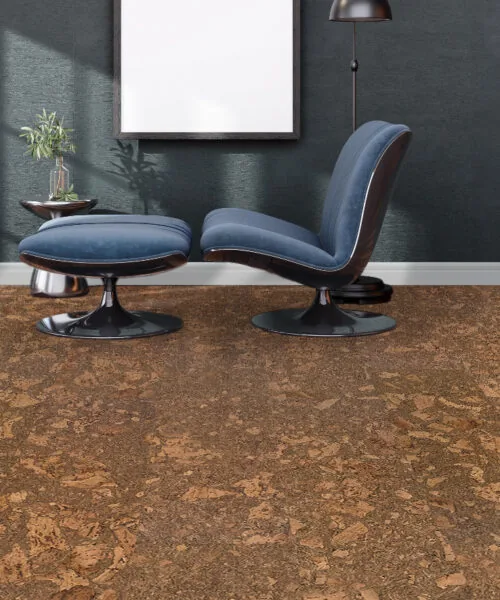 tasmanian burl cork flooring in a home office create a comfortable and eco-friendly workspace