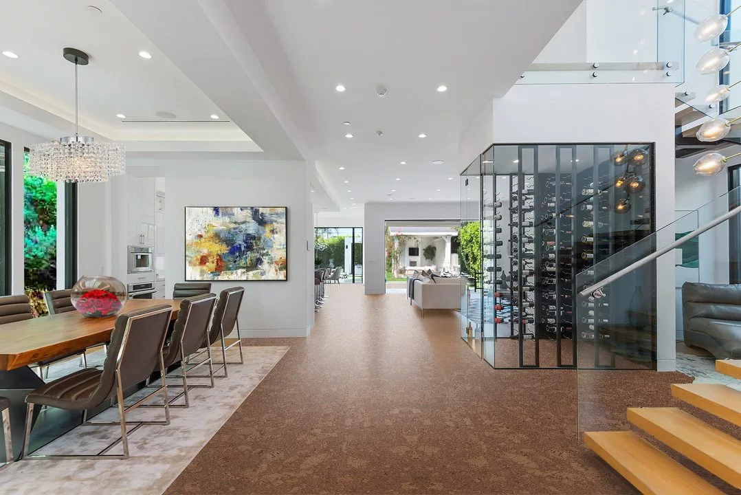 tasmanian burl forna cork foor living room luxury home