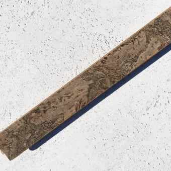 Walnut burlwood cork flooring t molding transition threshold.