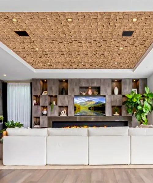 wave wood 3d acoustic cork sound diffuser ceiling panels.