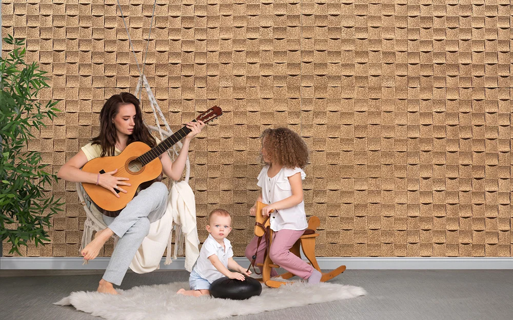 Wave Wood 25/32” (20mm) 3D Acoustic Cork Wall Panels (WWWo20) Wave Wood – 20mm (25/32″) (3D Panel)