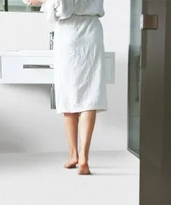 white bamboo cork tiles wall tiles in hotel bathroom barefoot comfortable stand on
