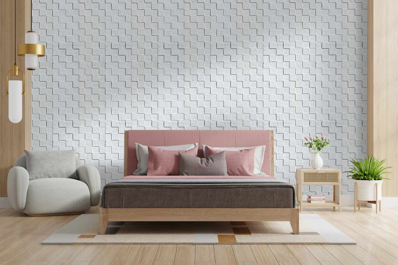 White Cubes - 25/64" (10mm) - Cork Wall Tile (WWCu10) - Textured Wall and Ceiling Cork flooring product image