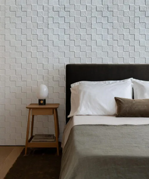 White Cubes - 25/64" (10mm) - Cork Wall Tile (WWCu10) White Cubes - 25/64" (10mm) - Cork Wall Tile (WWCu10) - Textured Wall and Ceiling Cork flooring detail view