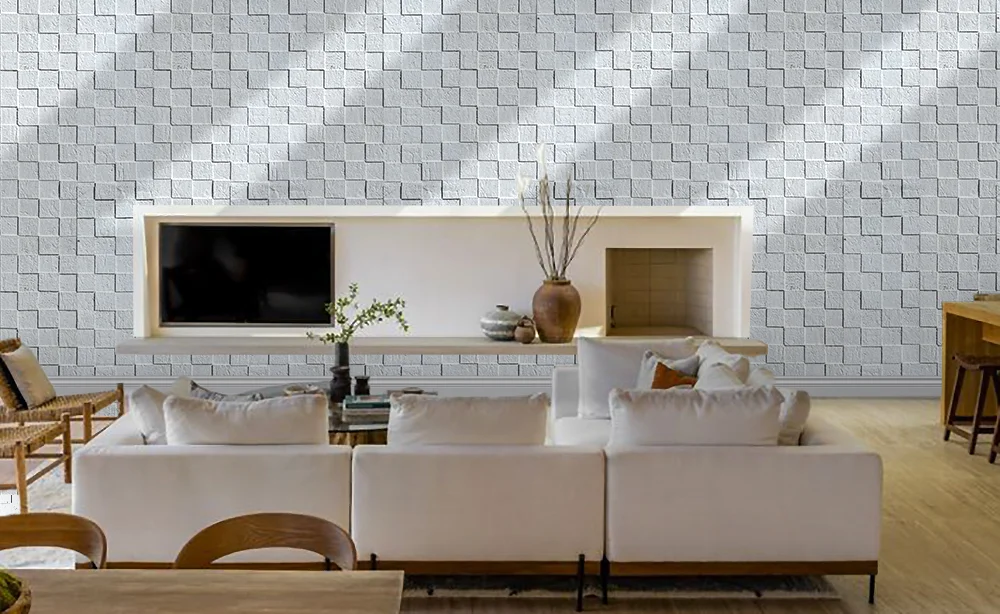 White Cubes - 25/64" (10mm) - Cork Wall Tile (WWCu10) - Textured Wall and Ceiling Cork flooring detail view
