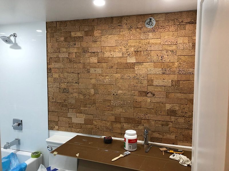 Wood Bricks Cork Wall Tiles Bathroom Natural Colour Insulation