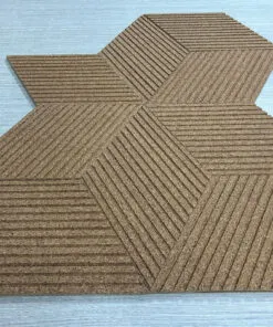 Wood Rigato - 7/16” (11mm) 3D Cork Wall Panels (WWR11) - 3D Cork Wall and Ceiling Panels with MDF flooring detail view