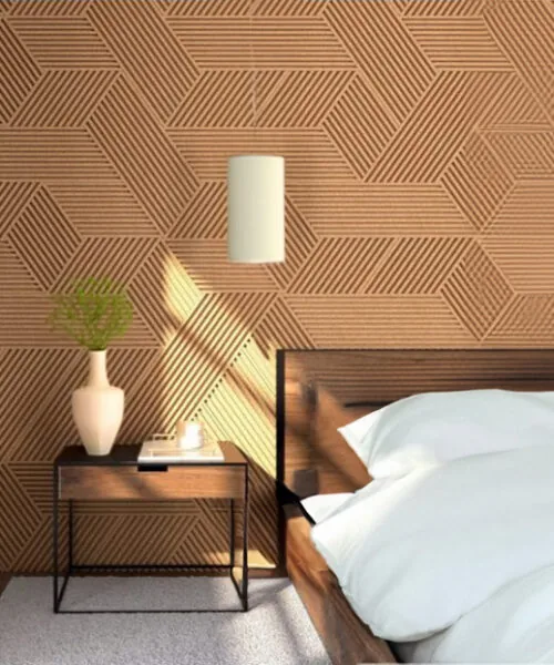 Wood Rigato - 7/16” (11mm) 3D Cork Wall Panels (WWR11) - 3D Cork Wall and Ceiling Panels with MDF flooring product image