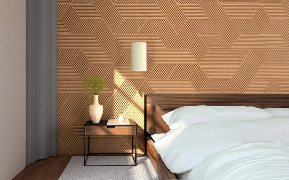 Striato Natural - 7/16" (11mm) - 3D Cork Wall Panels (WSN11) Wood Rigato - 7/16” (11mm) 3D Cork Wall Panels (WWR11) - 3D Cork Wall and Ceiling Panels with MDF flooring product image