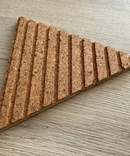 Wood Rigato - 7/16” (11mm) 3D Cork Wall Panels (WWR11) - 3D Cork Wall and Ceiling Panels with MDF flooring detail view