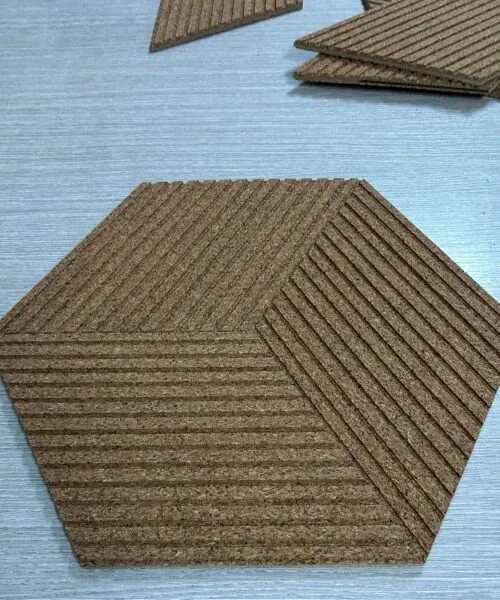 Wood Rigato - 7/16” (11mm) 3D Cork Wall Panels (WWR11) wood rigato sound-reducing acoustic cork 3d wall tiles