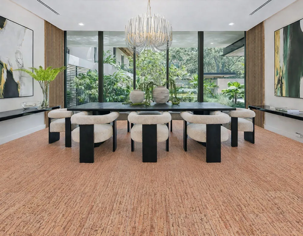 Woodflow - 1/2" (12mm) - Cork Floating (FWof12) Dining room with Woodflow cork flooring